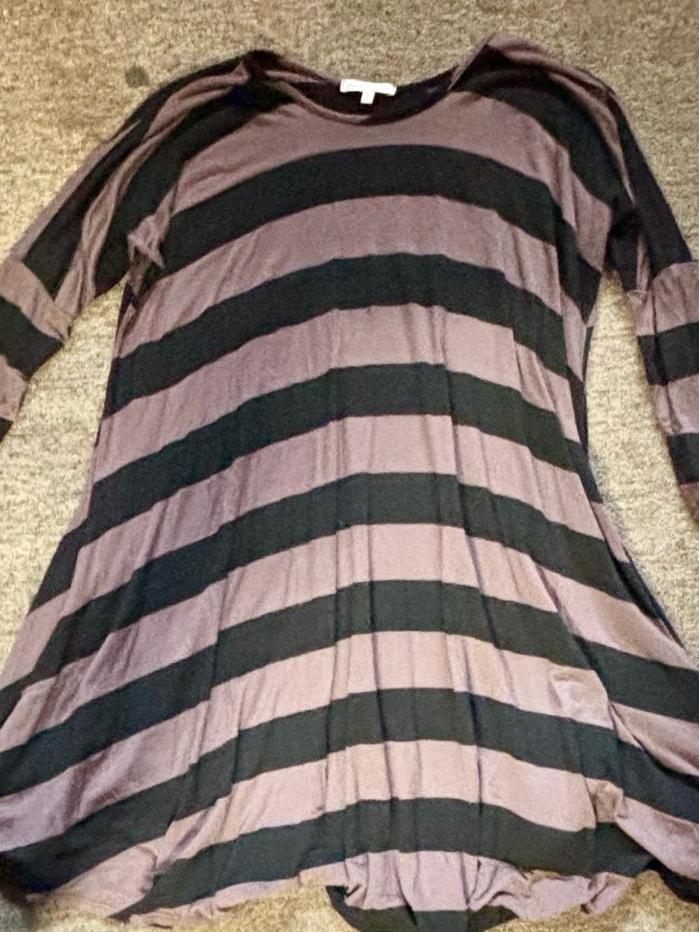 Charlotte Russe Mauve and Black Striped Tee Dress